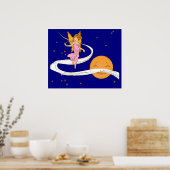 vlinder meisje in de ruimte poster (Keuken)