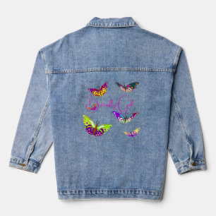 Vlinder meisje - kleurrijke vlinders denim jacket