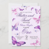 Vlinder Meisjes 1e Verjaardag  Kaart (Voorkant)