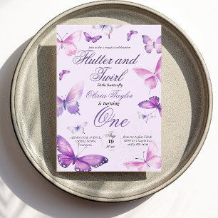 Vlinder Meisjes 1e Verjaardag  Kaart