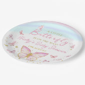 Vlinder Meisjes Roze Baby shower Papier Bord (Gekanteld)