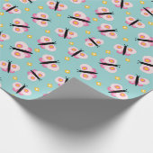 Vlinder meisjes verjaardag cadeaupapier (Hoek)