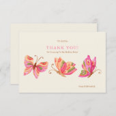 Vlinder meisjes verjaardagsfeestje dank je kaart (Voorkant / Achterkant)