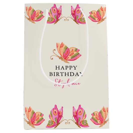 vlinder meisjes verjaardagsfeestje medium cadeauzakje (Voorkant)