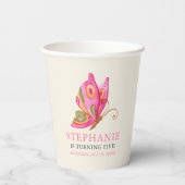 vlinder meisjes verjaardagsfeestje papieren bekers (Achterkant)