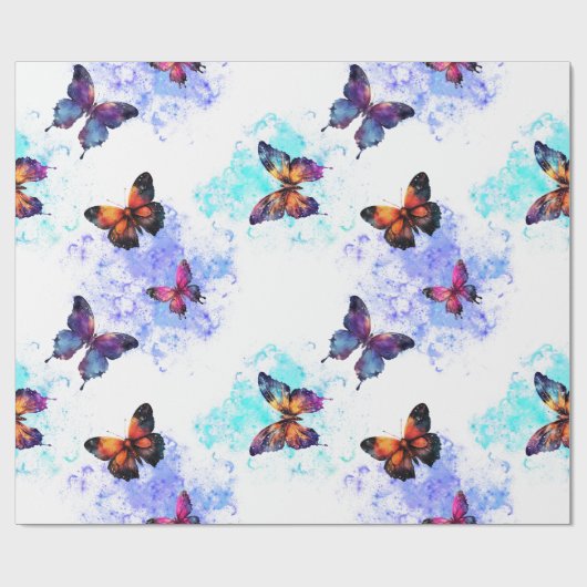 Vlinder melkweg wit cadeaupapier (Vlak)