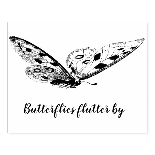  vlinder met aangepaste scripts rubberstempel (Afrduk)