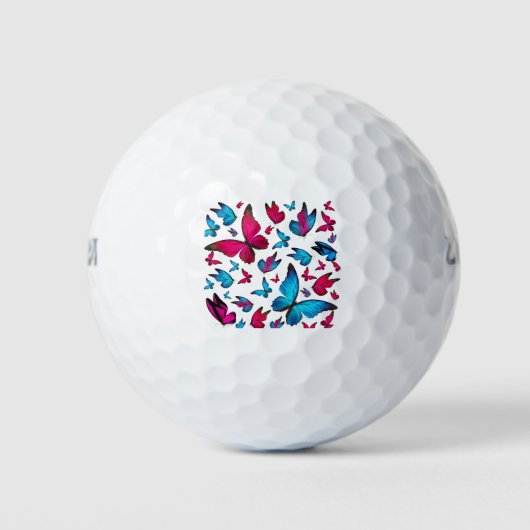 Vlinder met blauwe en roze kleur golfballen (Voorkant)