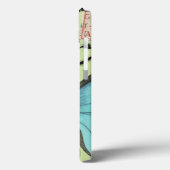 Vlinder met blauwe vleugels op teal ansichtkaart Case-Mate iPhone case (Achterkant / Links)