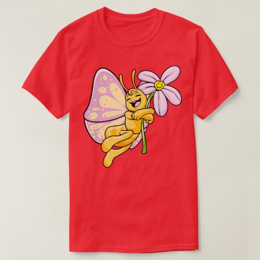 Vlinder met bloem 2 t-shirt (Design voorkant)