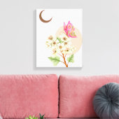 Vlinder met bloemen - Gewikkeld canvas (Insitu (Woonkamer))