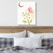 Vlinder met bloemen - Gewikkeld canvas (Insitu (Slaapkamer))