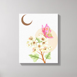 Vlinder met bloemen - Gewikkeld canvas