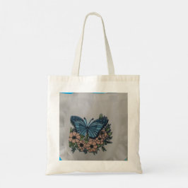 Vlinder met bloemmotief boodschappentas tote bag
