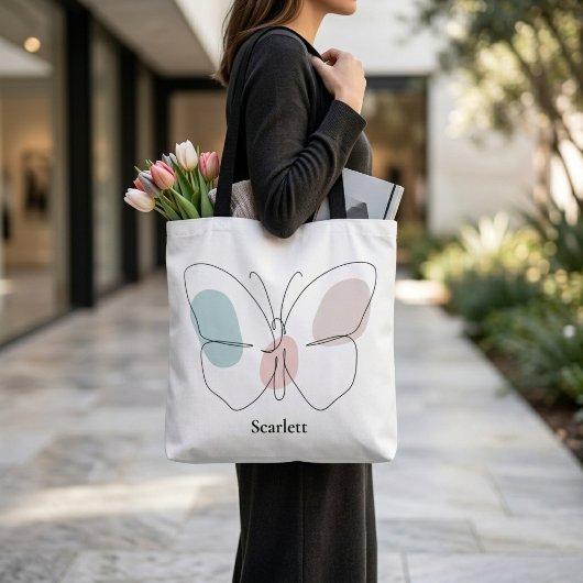 Vlinder met eigen naam tote bag