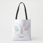 Vlinder met eigen naam tote bag (Voorkant)