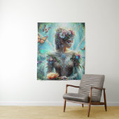 Vlinder met Fairy Tapestry Wandkleed (In situ)