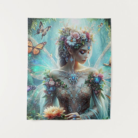 Vlinder met Fairy Tapestry Wandkleed (Voorkant)