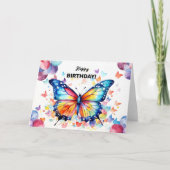 Vlinder met felgekleurde ballonnen Verjaardag Kaart (Voorkant)