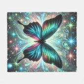 Vlinder met galactische gloed en sprankelende ster fleece deken (Voorkant (Horizontaal))