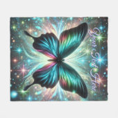 Vlinder met galactische gloed en sprankelende ster fleece deken (Voorkant (Horizontaal))