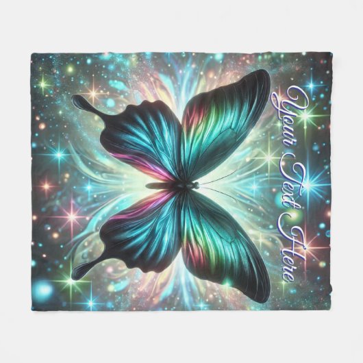 Vlinder met galactische gloed en sprankelende ster fleece deken (Voorkant (Horizontaal))