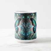 Vlinder met galactische gloed en sprankelende ster koffiemok (Center)