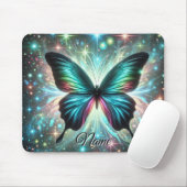 Vlinder met galactische gloed en sprankelende ster muismat (Met muis)