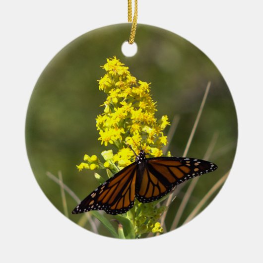 Vlinder met Gele Veldbloemen Ornament (Voorkant)
