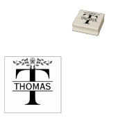 Vlinder met gespleten monogram van letter T met bl Rubberstempel (Gestempeld)