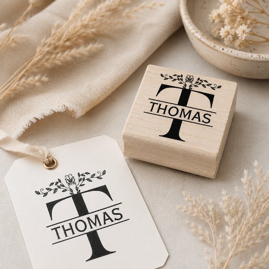 Vlinder met gespleten monogram van letter T met bl Rubberstempel