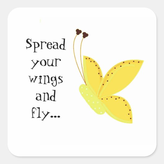  vlinder met Gezegde Vierkante Sticker (Voorkant)