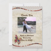 Vlinder met glitters, kant en perkament dankkaart bedankkaart (Voorkant)