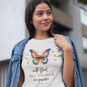 Vlinder Met God Zijn Alle Dingen Mogelijk T-shirt