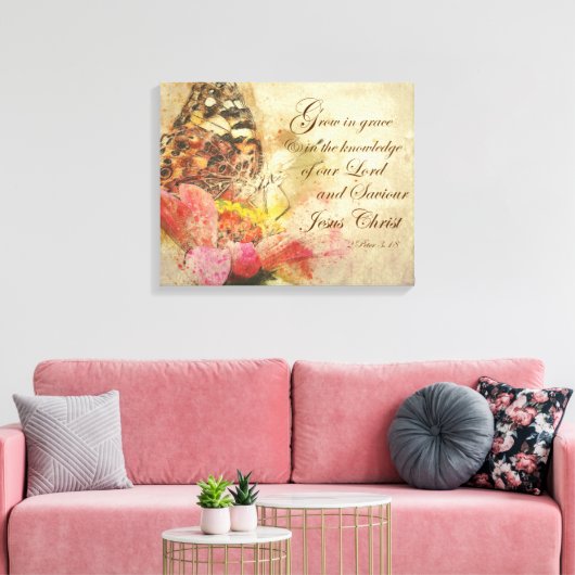  vlinder met groei in Grace Bible Verse Canvas Afdruk (Insitu (Woonkamer))