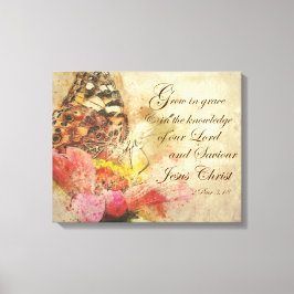 vlinder met groei in Grace Bible Verse Canvas Afdruk