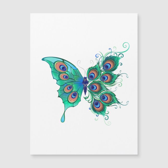 Vlinder met groene pauwenveren (Voorkant)