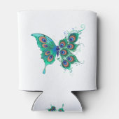 Vlinder met groene pauwenveren blikjeskoeler (Achterkant)