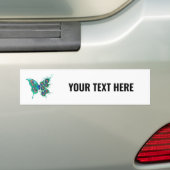 Vlinder met groene pauwenveren bumpersticker (Op auto)