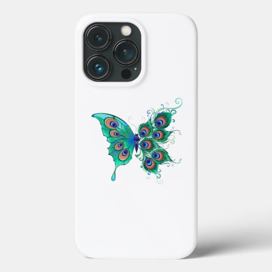 Vlinder met groene pauwenveren Case-Mate iPhone case (Achterkant)