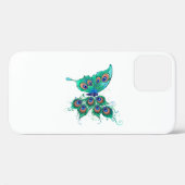 Vlinder met groene pauwenveren Case-Mate iPhone case (Achterkant (horizontaal))