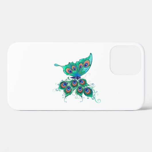 Vlinder met groene pauwenveren Case-Mate iPhone case (Achterkant (horizontaal))