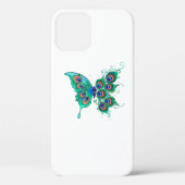 Vlinder met groene pauwenveren Case-Mate iPhone case (Achterkant)