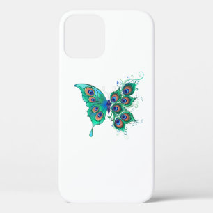 Vlinder met groene pauwenveren Case-Mate iPhone case