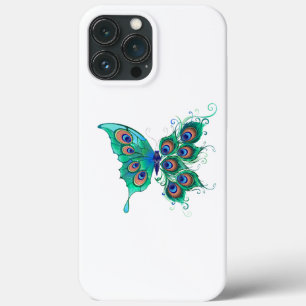 Vlinder met groene pauwenveren Case-Mate iPhone case
