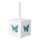 Vlinder met groene pauwenveren decoratie (Achter hoekig)