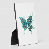 Vlinder met groene pauwenveren fotoplaat (Zijkant)