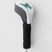 Vlinder met groene pauwenveren golfheadcover (Schuin)