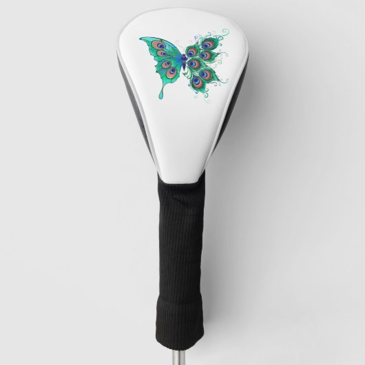 Vlinder met groene pauwenveren golfheadcover (Voorkant)