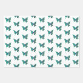 Vlinder met groene pauwenveren inpakpapier vel (Voorkant)